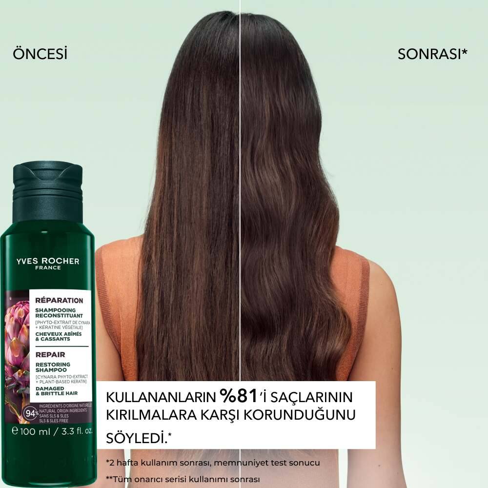 Onarıcı Bitkisel Keratin Prebiyotik Seyahat Boy Şampuan - Yıpranmış Saçlar - SLS,SLES içermez,Tuzsuz, Vegan