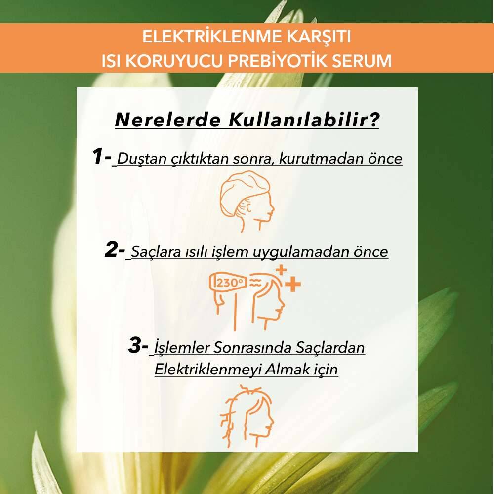 Elektriklenme Karşıtı Isı Koruyucu Prebiyotik Serum - Asi ve Kabarık Saçlar - Vegan