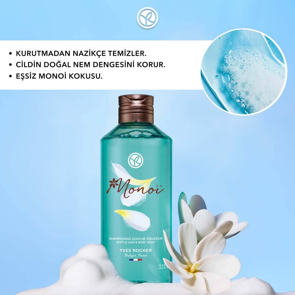 Monoi Nemlendirici Saç ve Vücut Şampuanı-Monoi de Tahiti-SLS,SLES içermez-Vegan