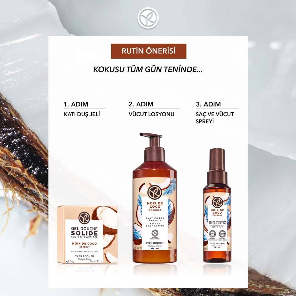 Katı Duş Jeli -Nemlendirici Tropikal Hindistan Cevizi-SLS,SLES İçermez-Vegan