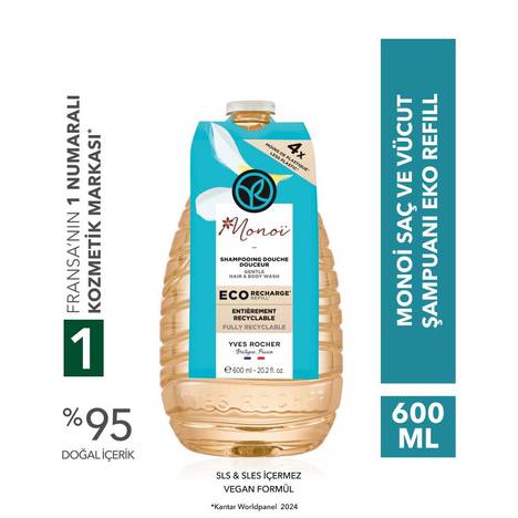 Monoi Eko Refill Yedek Saç ve Vücut Şampuanı - 600 ml