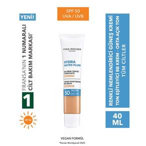 BB Krem 50 SPF - Ton Eşitleyici Renkli Nemlendirici Güneş Kremi - Hydra Water Plump Nemlendirici Botanik Kompleks - Açık Orta