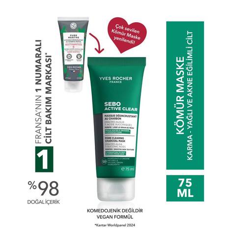 Arındırıcı Siyah Nokta Karşıtı Kömür Maske-Süksinik Asit-Sebo Active Clear Botanik Kompleks