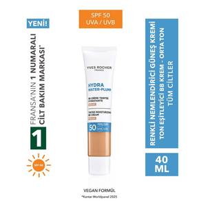 BB Krem 50 SPF - Ton Eşitleyici Renkli Nemlendirici Güneş Kremi - Hydra Water Plump Nemlendirici Botanik Kompleks - Orta