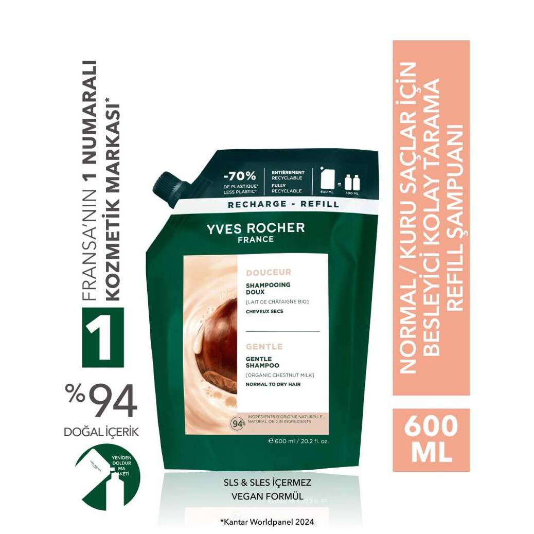 Besleyici Kolay Tarama Refill Şampuanı - Normal / Kuru Saçlar - SLS,SLES içermez , Tuzsuz , Vegan