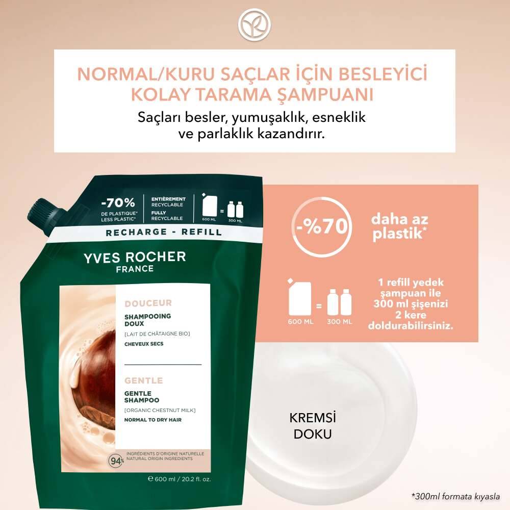 Besleyici Kolay Tarama Refill Şampuanı - Normal / Kuru Saçlar - SLS,SLES içermez , Tuzsuz , Vegan