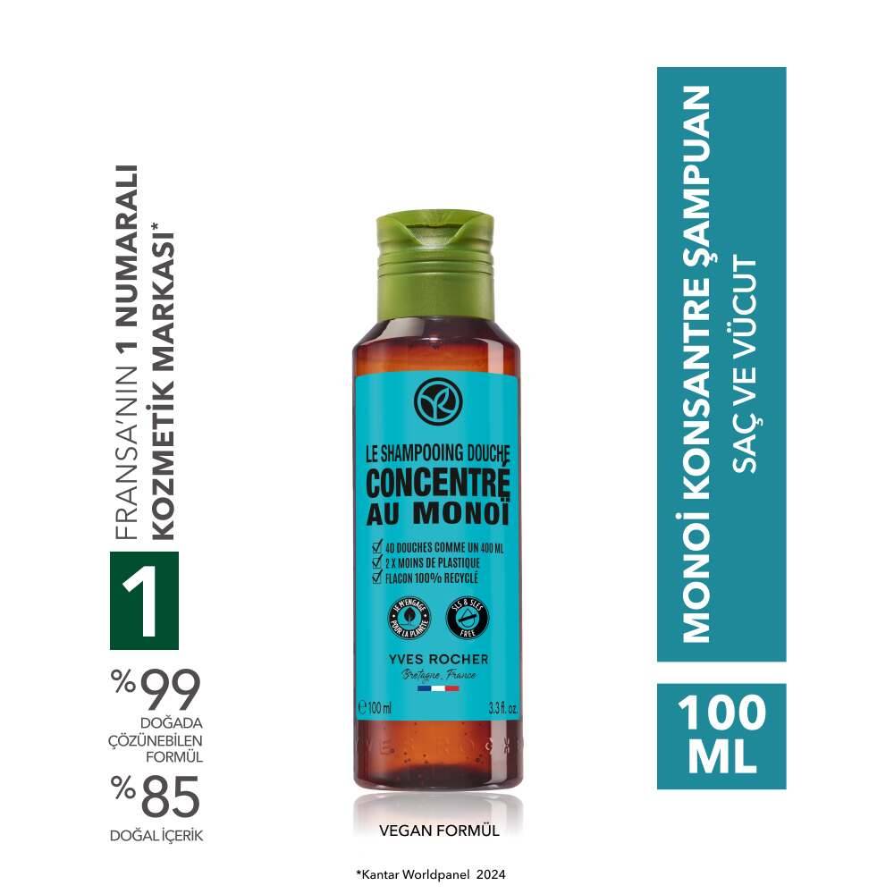 Monoi Konsantre Nemlendirici Saç ve Vücut Şampuanı-Monoi de Tahiti-SLS, SLES içermez-Vegan