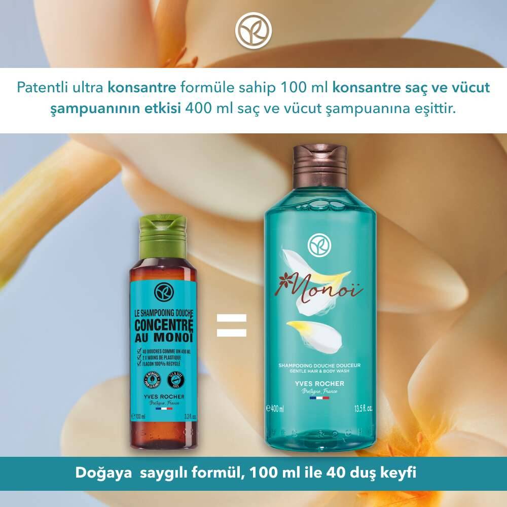Monoi Konsantre Nemlendirici Saç ve Vücut Şampuanı-Monoi de Tahiti-SLS, SLES içermez-Vegan