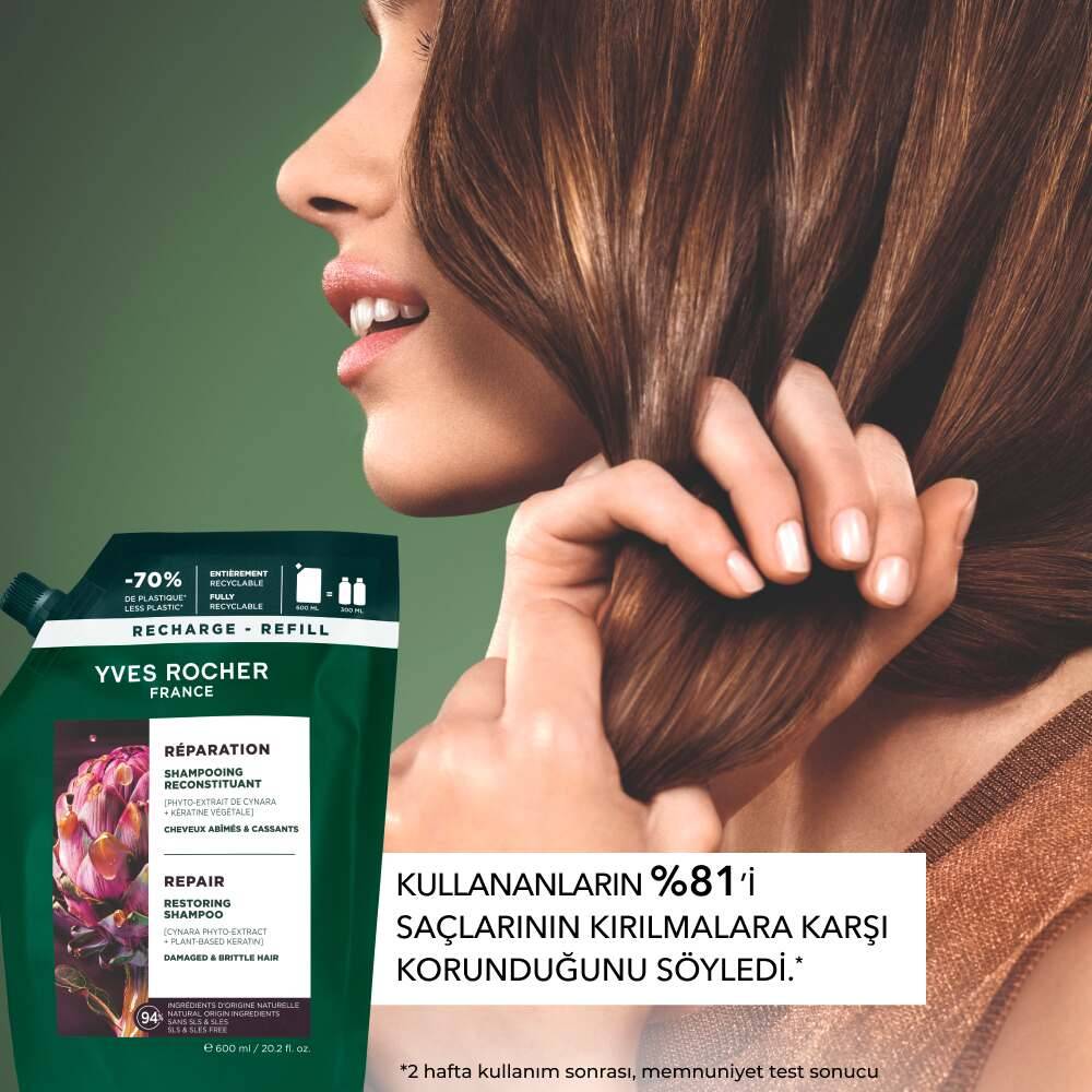 Onarıcı Bitkisel Keratin Prebiyotik Refill Şampuan - Yıpranmış Saçlar - SLS,SLES içermez,Tuzsuz, Vegan