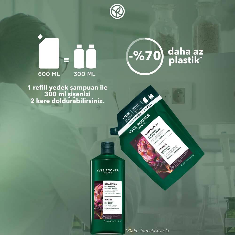 Onarıcı Bitkisel Keratin Prebiyotik Refill Şampuan - Yıpranmış Saçlar - SLS,SLES içermez,Tuzsuz, Vegan