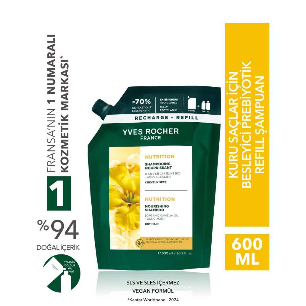 Besleyici Prebiyotik Refill Şampuan - Kuru Saçlar - Tuzsuz, SLS,SLES İçermez , Vegan