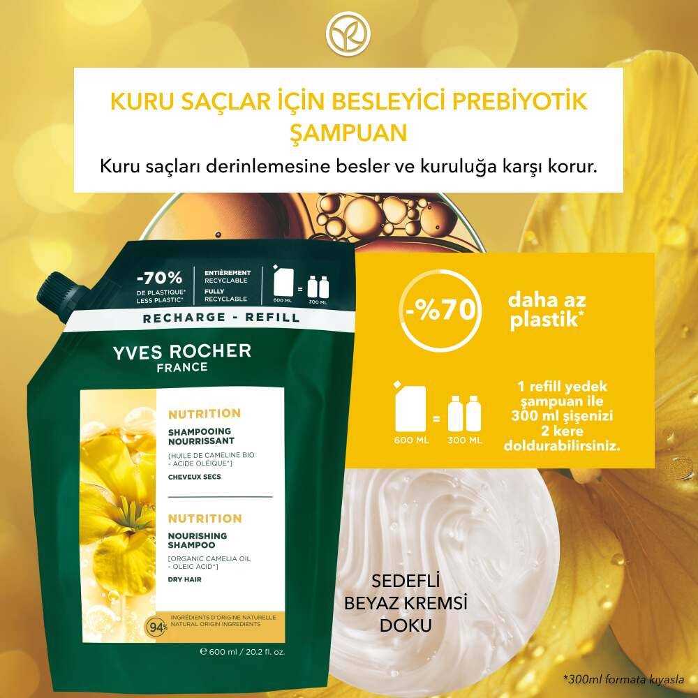 Besleyici Prebiyotik Refill Şampuan - Kuru Saçlar - Tuzsuz, SLS,SLES İçermez , Vegan