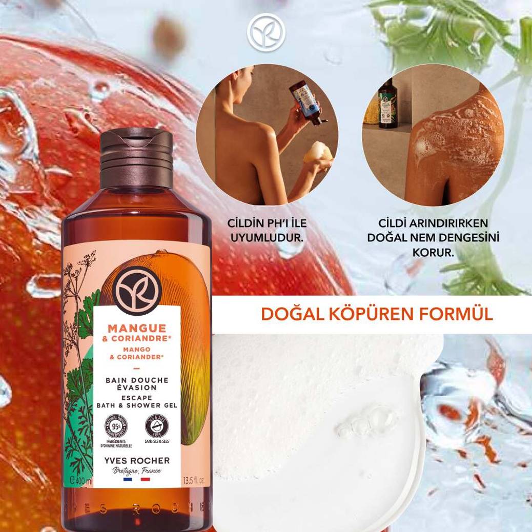 Duş Jeli - Nemlendirici Canlandırıcı Mango Kişniş-SLS,SLES İçermez-Vegan