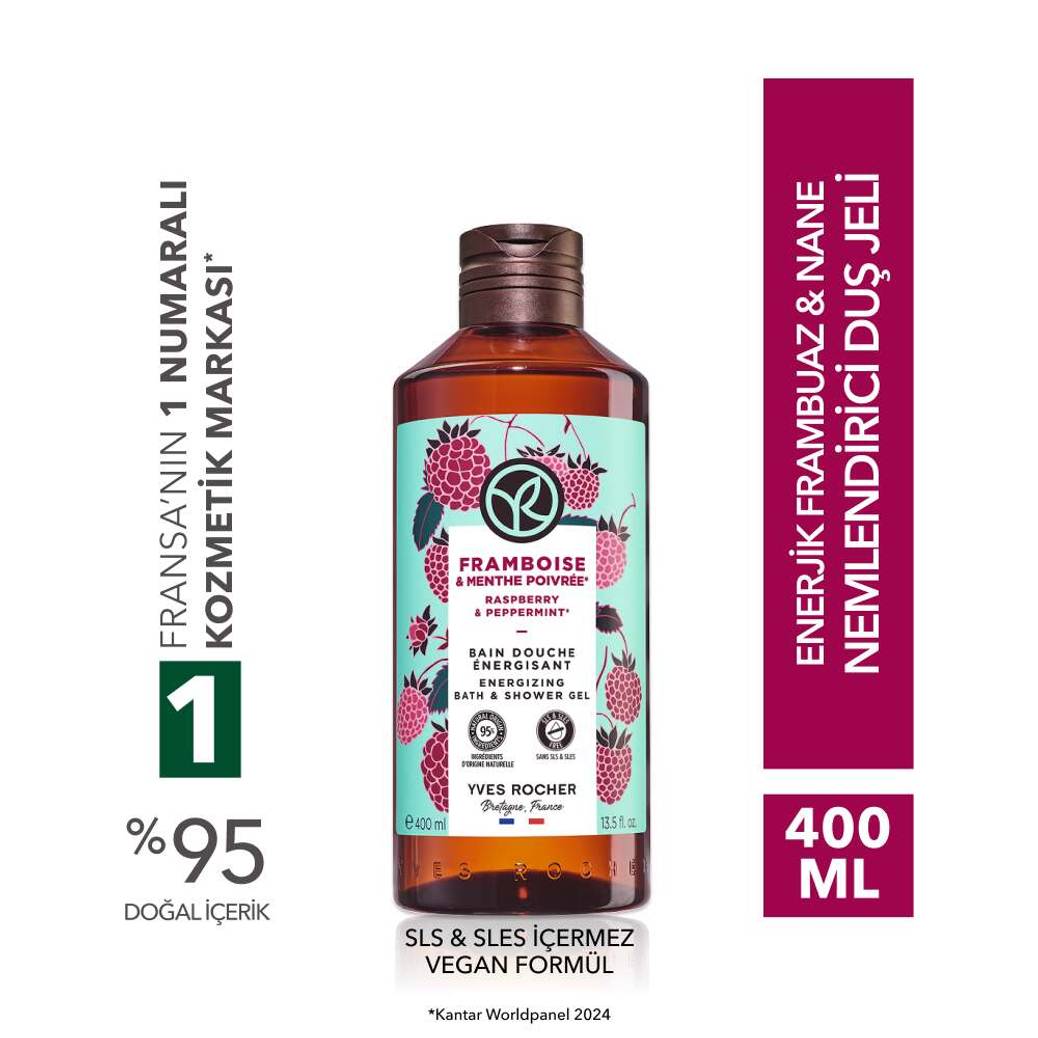 Duş Jeli - Nemlendirici Enerjik Frambuaz Nane - SLS,SLES İçermez-Vegan