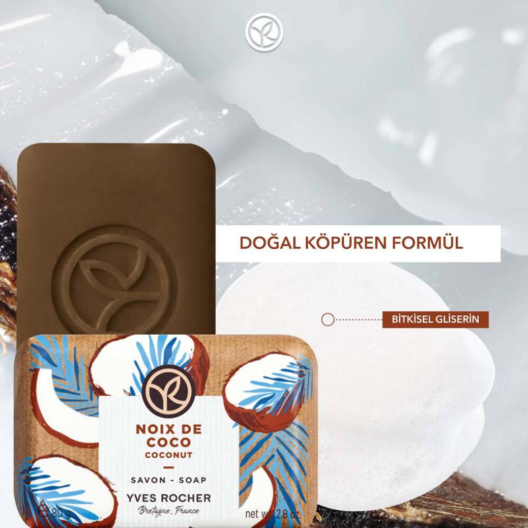 Katı Sabun - Tropikal Hindistan Cevizi -SLS,SLES İçermez-Vegan
