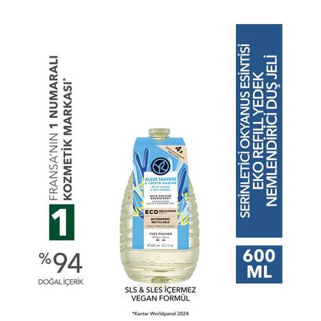 Eko Refill Yedek Duş Jeli-Nemlendirici Serinletici Okyanus Esintisi- SLS,SLES İçermez-Vegan