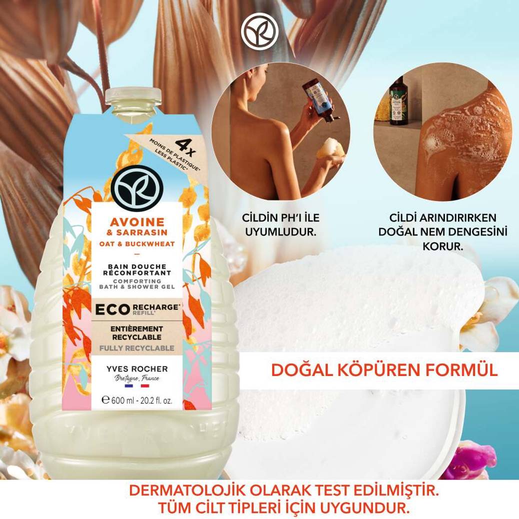 Eko Refill Yedek Duş Jeli-Nemlendirici Rahatlatıcı Yulaf Karabuğday-SLS,SLES İçermez,-Vegan