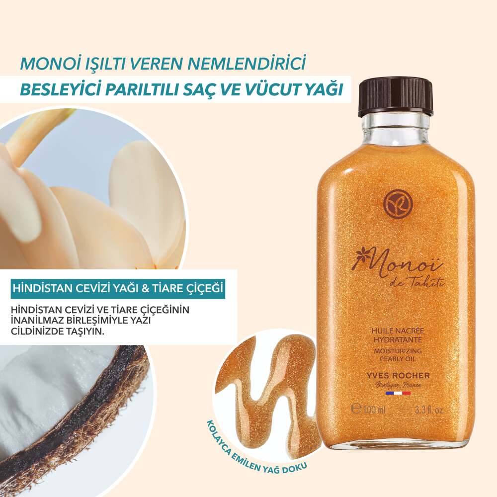 Monoi Işıltı Veren Nemlendirici Besleyici Parıltılı Saç ve Vücut Yağı-Monoi de Tahiti-Vegan