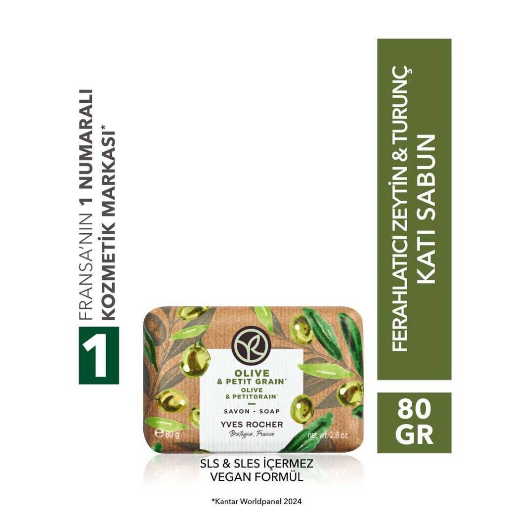 Katı Sabun - Ferahlatıcı Zeytin Turunç -SLS,SLES İçermez-Vegan