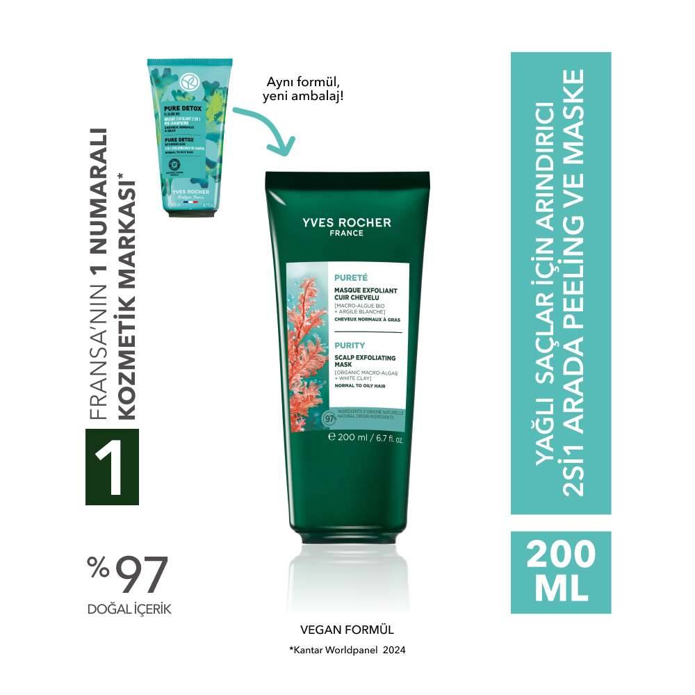 Arındırıcı 2si1 Arada Peeling ve Maske - Yağlı Saçlar - Vegan