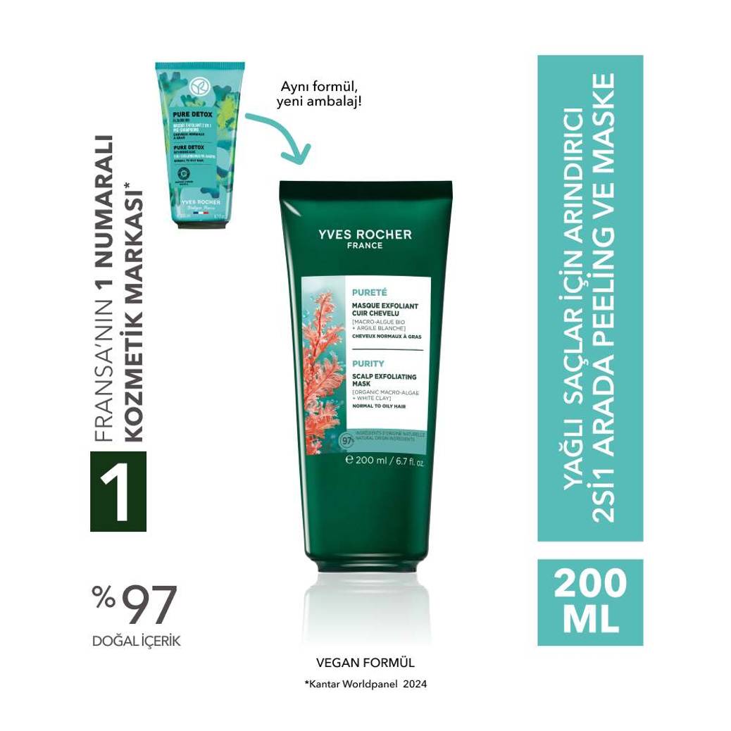 Arındırıcı 2si1 Arada Peeling ve Maske - Yağlı Saçlar - Vegan