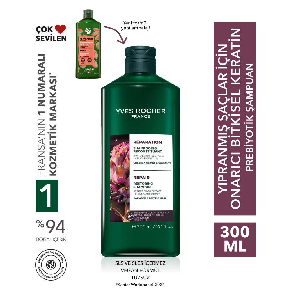 Onarıcı Bitkisel Keratin Prebiyotik Şampuan - Yıpranmış Saçlar - SLS,SLES içermez,Tuzsuz, Vegan