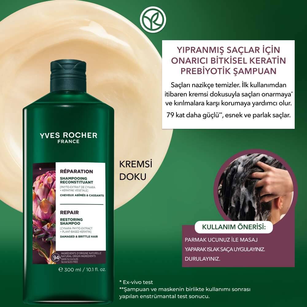 Onarıcı Bitkisel Keratin Prebiyotik Şampuan - Yıpranmış Saçlar - SLS,SLES içermez,Tuzsuz, Vegan