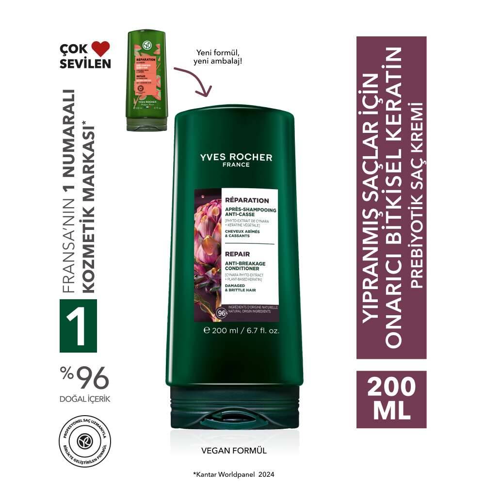 Onarıcı Bitkisel Keratin Prebiyotik Saç Kremi - Yıpranmış Saçlar - Vegan