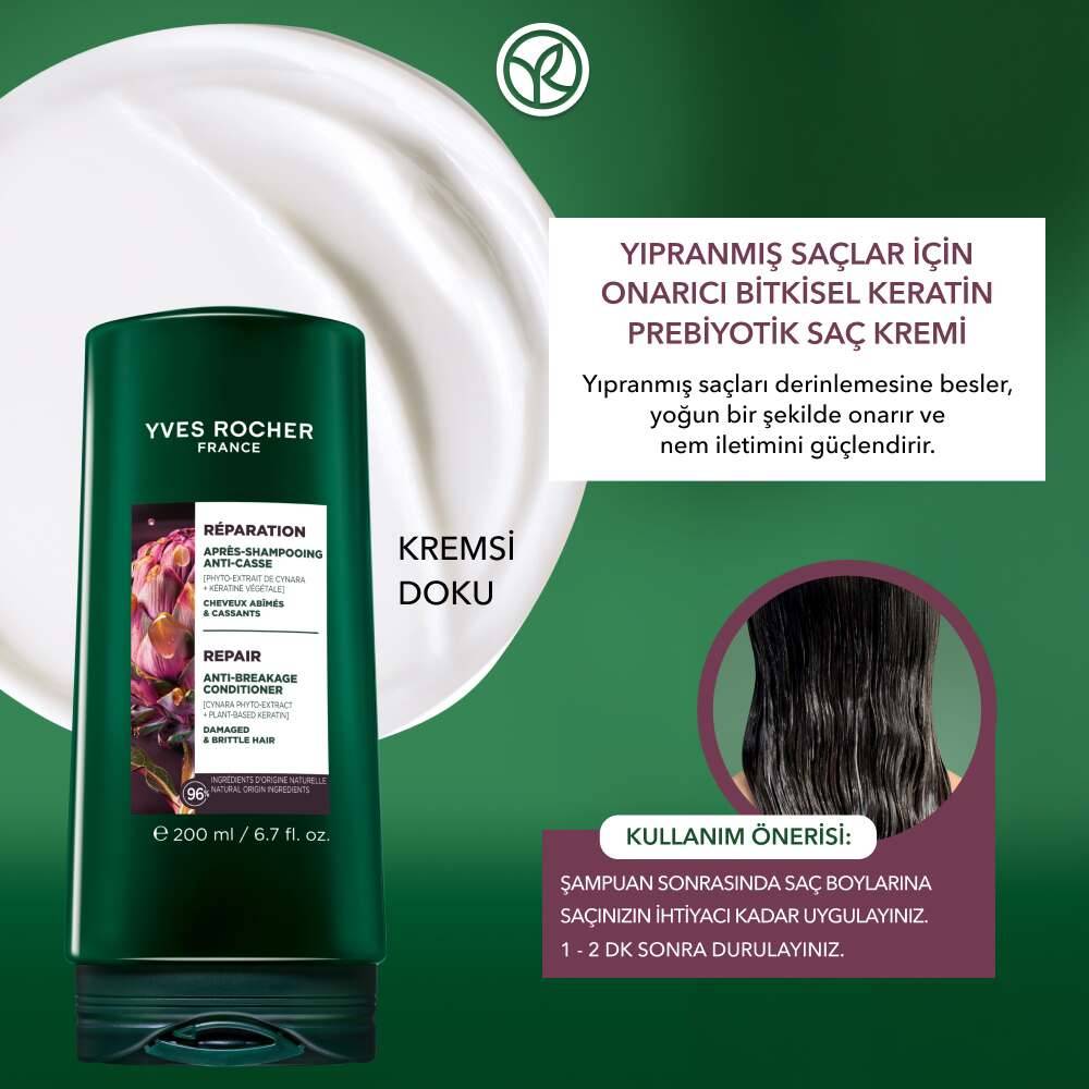 Onarıcı Bitkisel Keratin Prebiyotik Saç Kremi - Yıpranmış Saçlar - Vegan