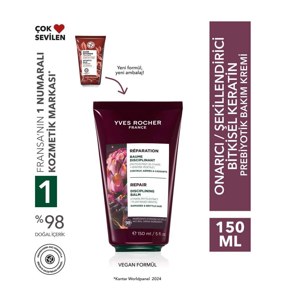 Bitkisel Keratin Bakım Kremi - Tüm Saçlar/Onarıcı / Şekillendirici -Prebiyotik,Vegan