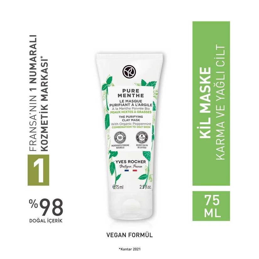 Kil Maske - Karma ve Yağlı Cilt /Pure Menthe