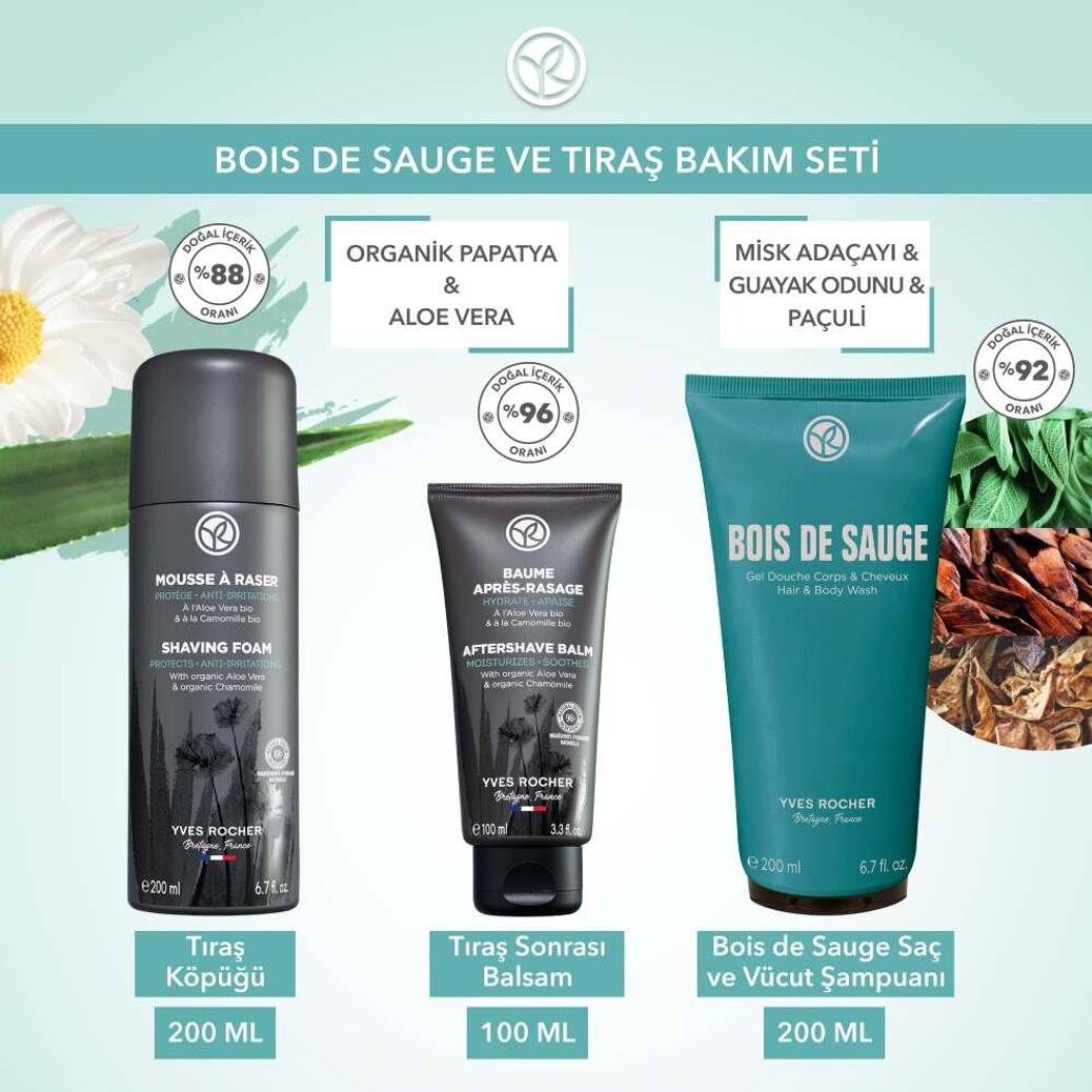 Bois de Sauge Saç Vücut Şampuanı ve Tıraş Rutin Seti