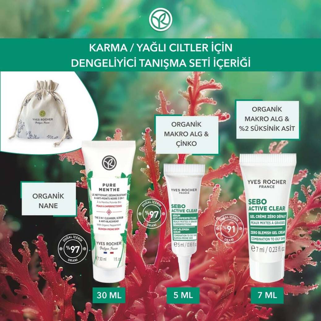 Karma/Yağlı Cilt- Arındırıcı ve Yağ Dengeleyici Bakım Rutini Seyahat Boyu Tanışma Seti