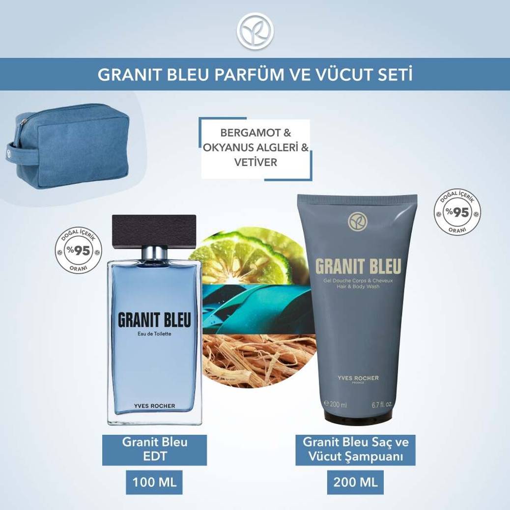 Granit Bleu Seyahat Çantalı Erkek Bakım Seti