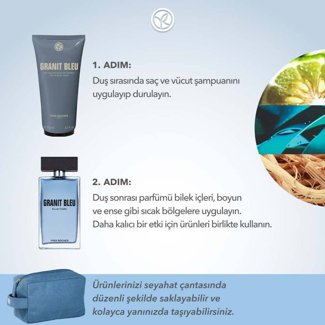 Granit Bleu Seyahat Çantalı Erkek Bakım Seti