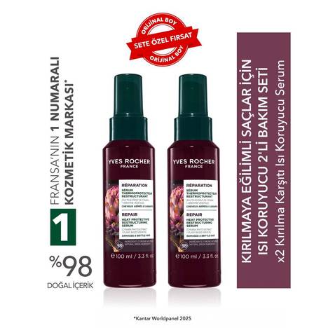 Kırılmaya Eğilimli Saçlar İçin Isı Koruyucu 2'li Bakım Seti-Kırılma Karşıtı Serum 100 ml x 2