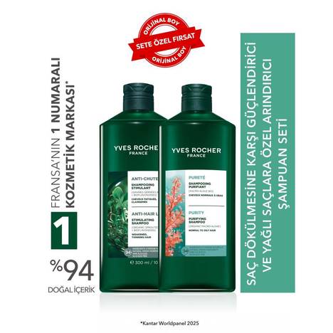 Saç Dökülmesine Karşı Güçlendirici ve Yağlı Saçlara Özel Arındırıcı Şampuan Seti-Şampuan 300 ml x 2