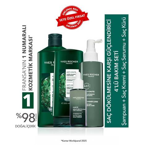 Saç Dökülmesine Karşı Güçlendirici 4'lü Bakım Seti-Şampuan 300 ml & Krem 200 ml & Serum 50 ml & Kür 195 ml