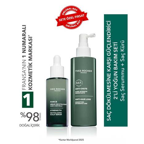Saç Dökülmesine Karşı Güçlendirici 2'li Yoğun Bakım Seti-Saç Serumu 50 ml & Saç Kürü 195 ml